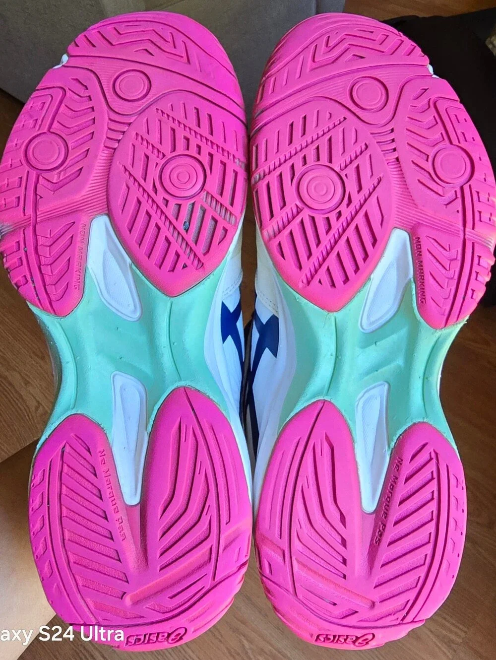 Sz 6.5 Women's ASICS GEL-SOLUTION SLAM 3 White/Indigo Blue/Pink Tennis Shoes